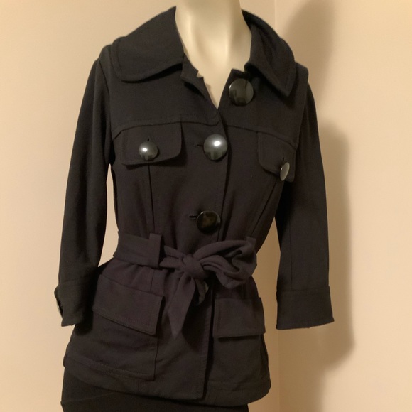 Black Button Up trendy Coat - Picture 3 of 3